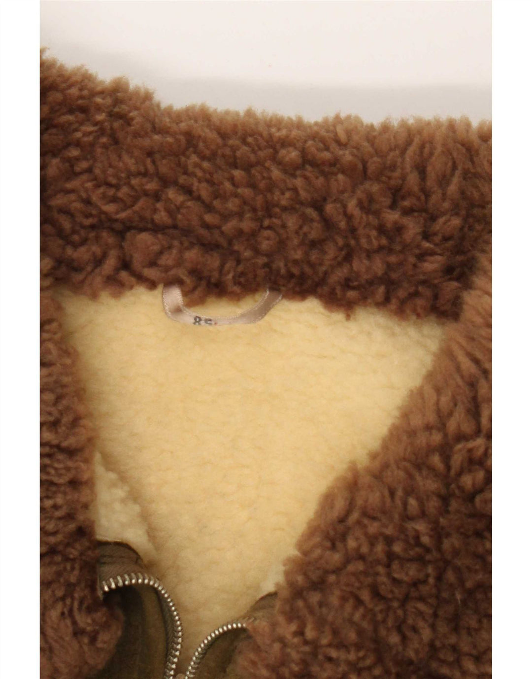 Vintage Mens Sherpa Suede Jacket IT 58 4XL Khaki