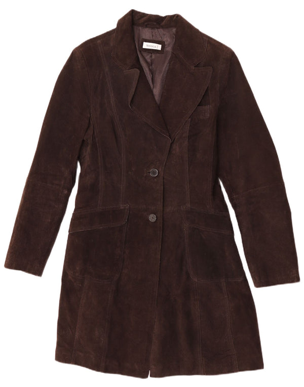 Yessica Womens Suede Overcoat UK 14 Medium Brown Leather