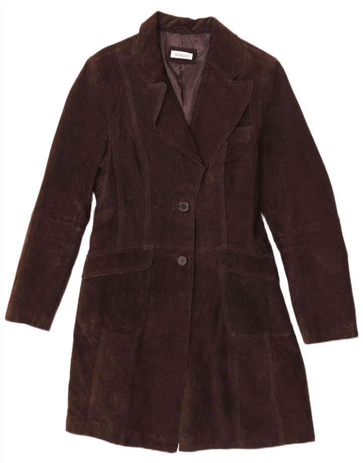 Yessica Womens Suede Overcoat UK 14 Medium Brown Leather
