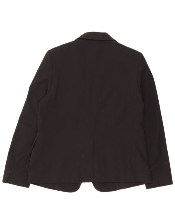 Marks & Spencer Womens 1 Button Blazer Jacket UK 12 Medium Black Polyester