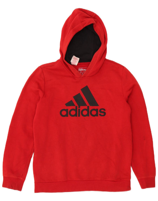 Adidas Boys Graphic Hoodie Jumper 13-14 Years Red Cotton