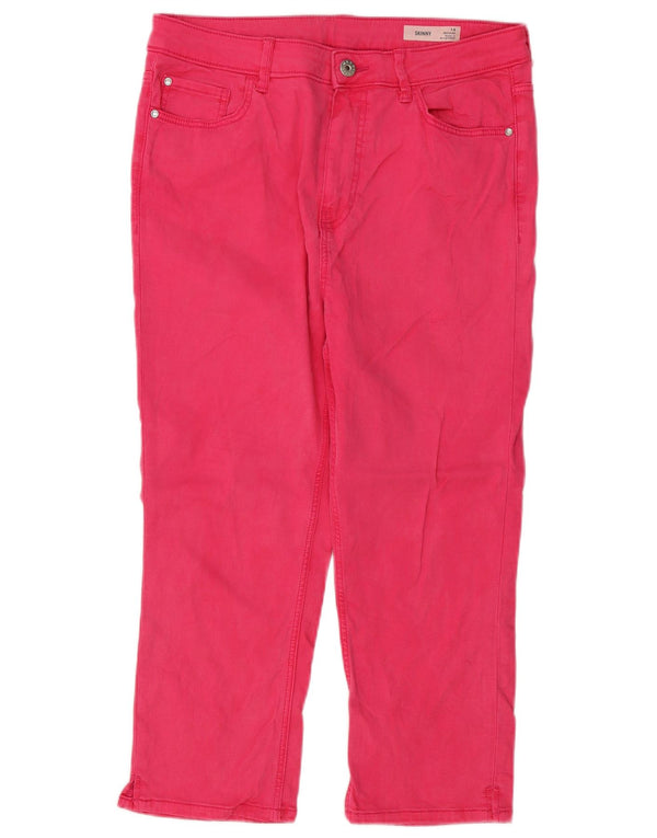 Marks & Spencer Womens Skinny Capri Jeans UK 14 Large W30 L21 Pink Cotton