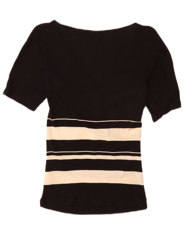 Zara Womens Blouse Top UK 12 Medium Black Colourblock Lyocell