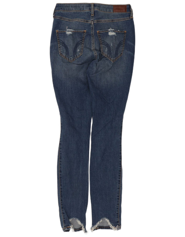 Hollister Womens Distressed Skinny Jeans US 1 XS W25 L28 Blue Cotton