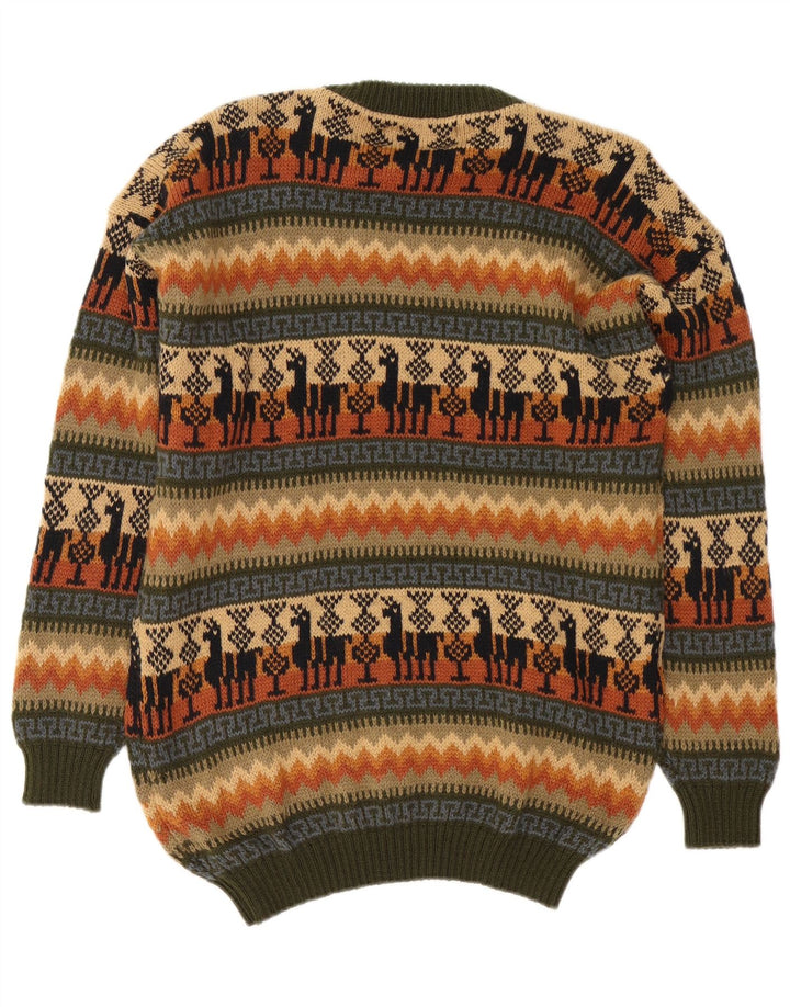 Vintage Mens Crew Neck Jumper Sweater Medium Multicoloured Fair Isle
