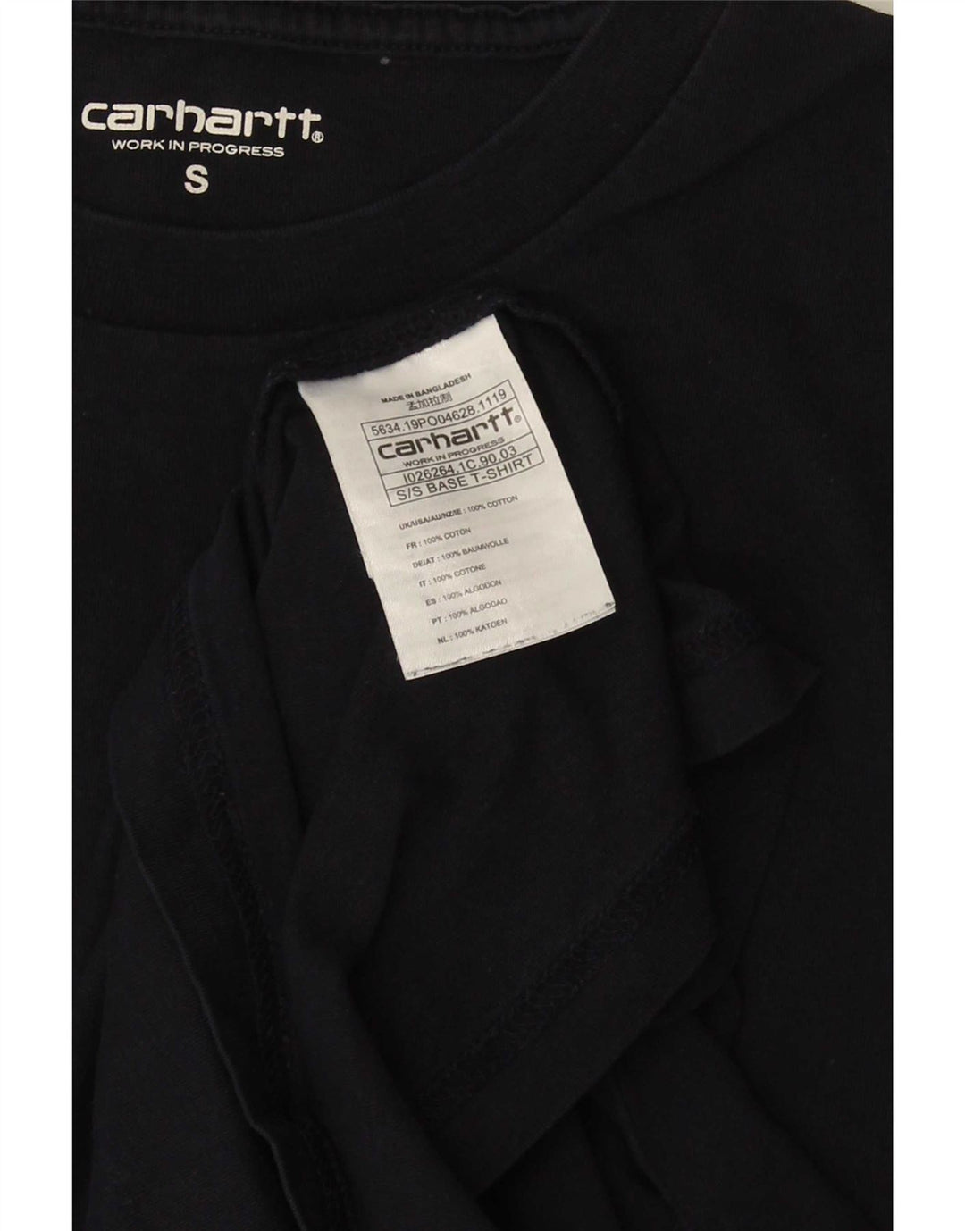 Carhartt Mens T-Shirt Top Small Navy Blue Cotton