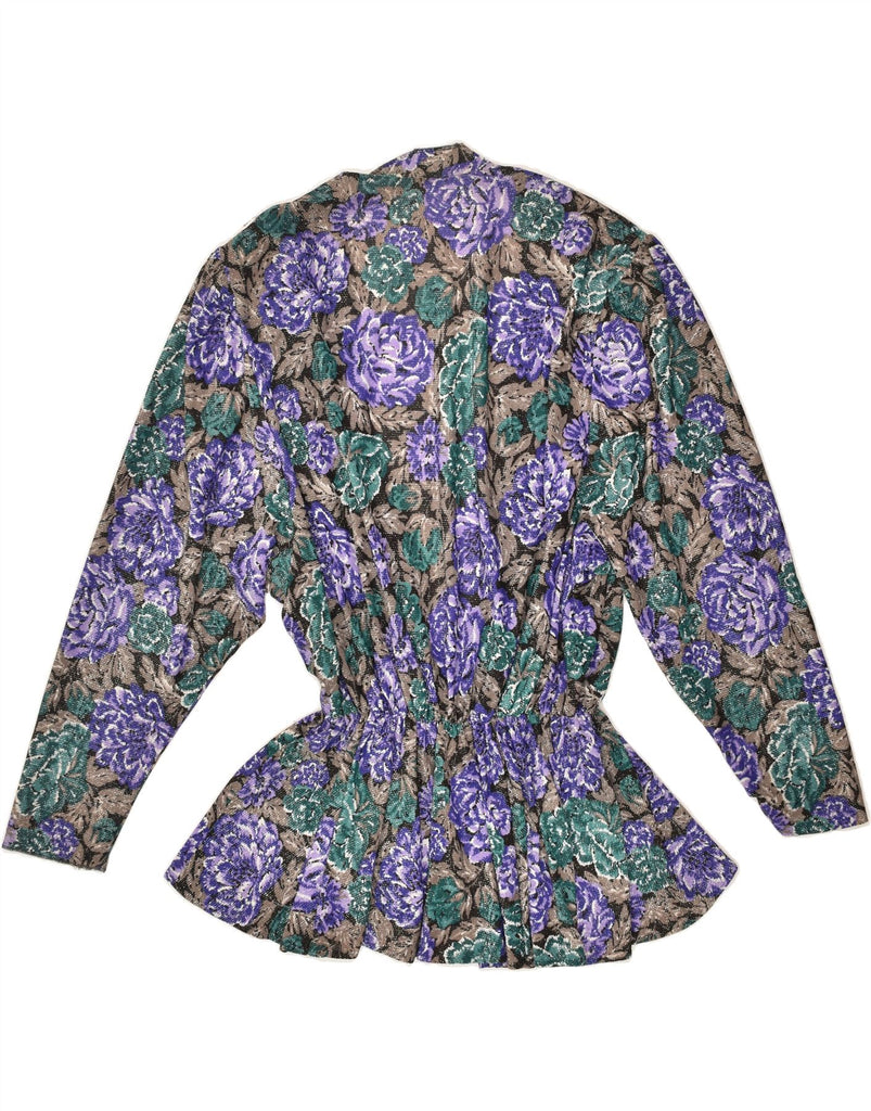 VINTAGE Womens Cardigan Top UK 14 Large Purple Floral | Vintage Vintage | Thrift | Second-Hand Vintage | Used Clothing | Messina Hembry 