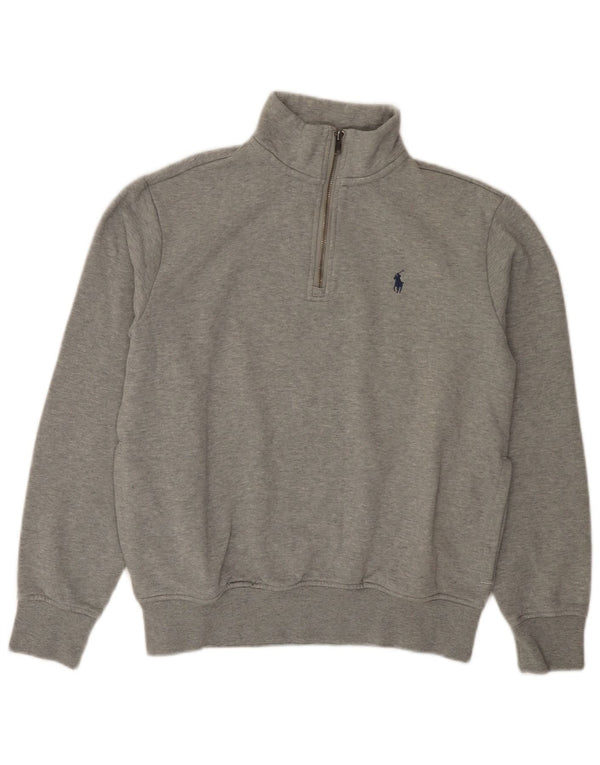 Polo Ralph Lauren Mens Zip Neck Sweatshirt Jumper Small Grey Cotton