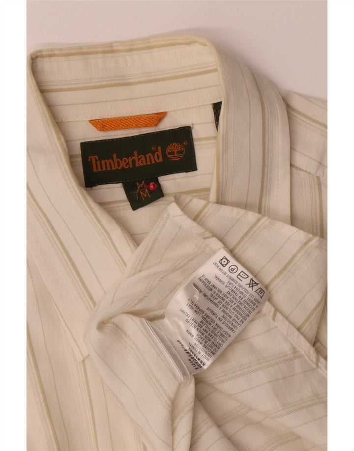 Timberland Mens Shirt Medium Off White Pinstripe Cotton