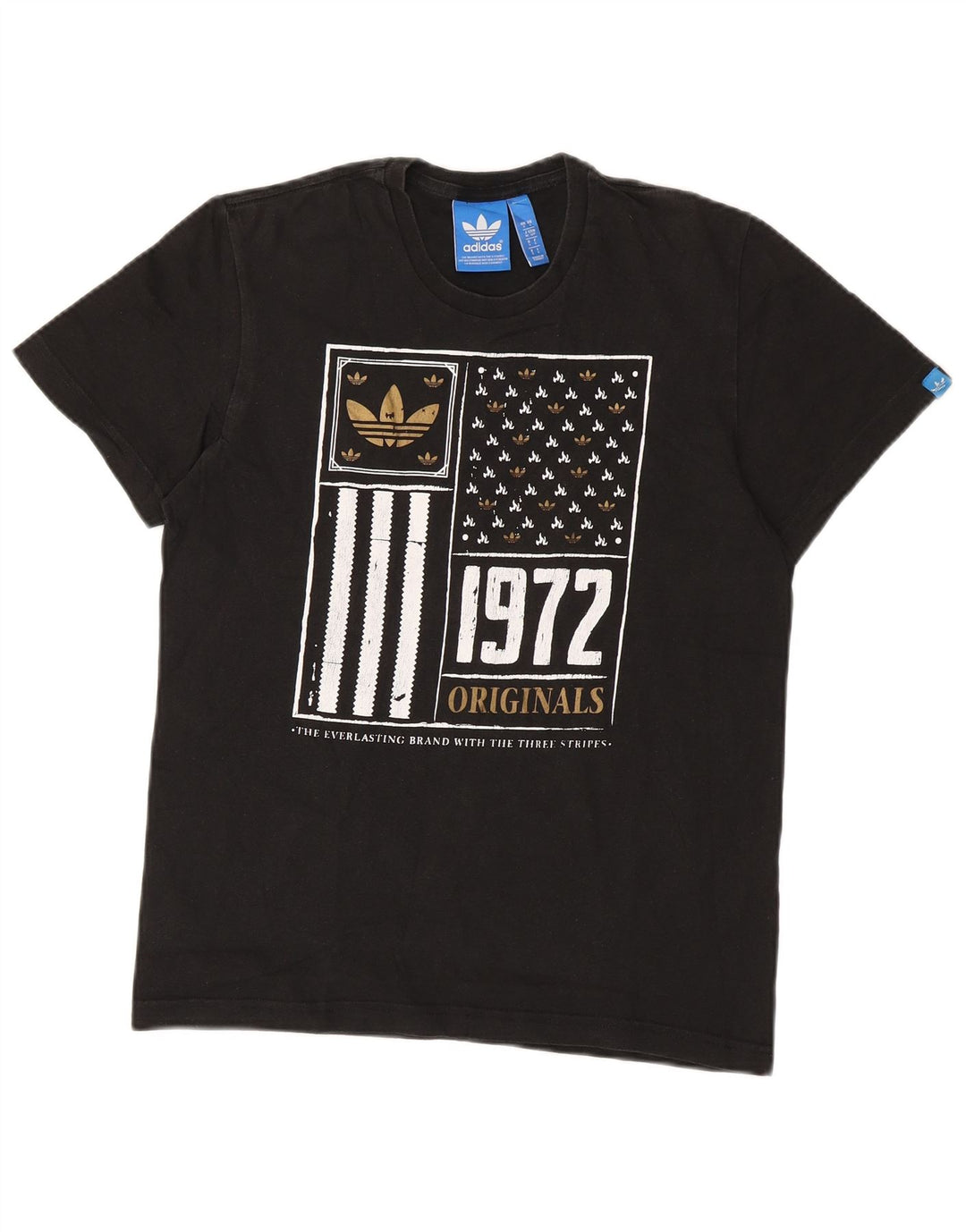ADIDAS Mens Graphic T-Shirt Top Small Black Cotton