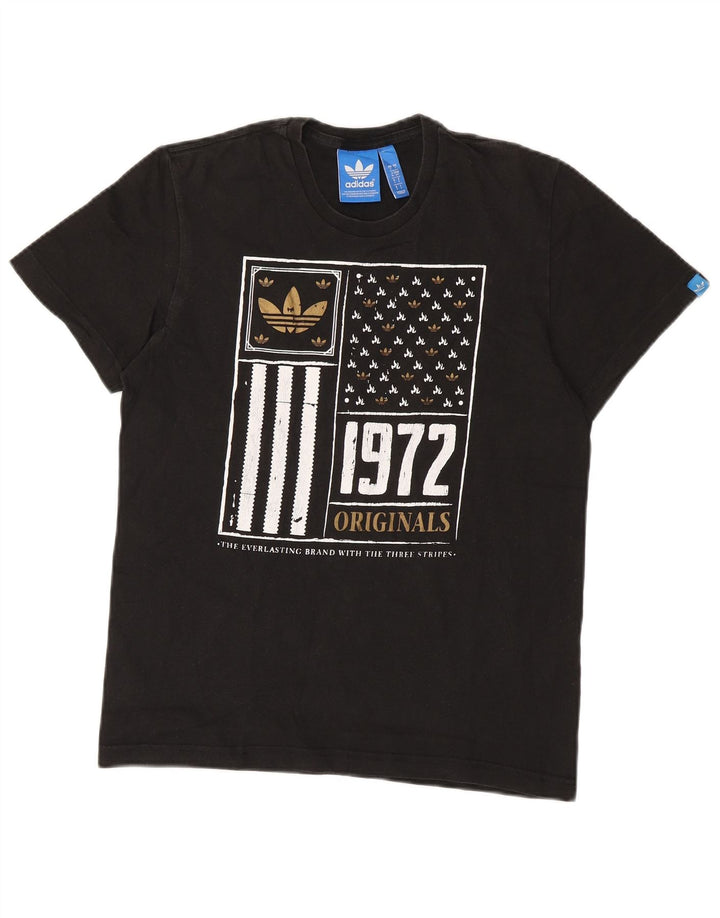 ADIDAS Mens Graphic T-Shirt Top Small Black Cotton