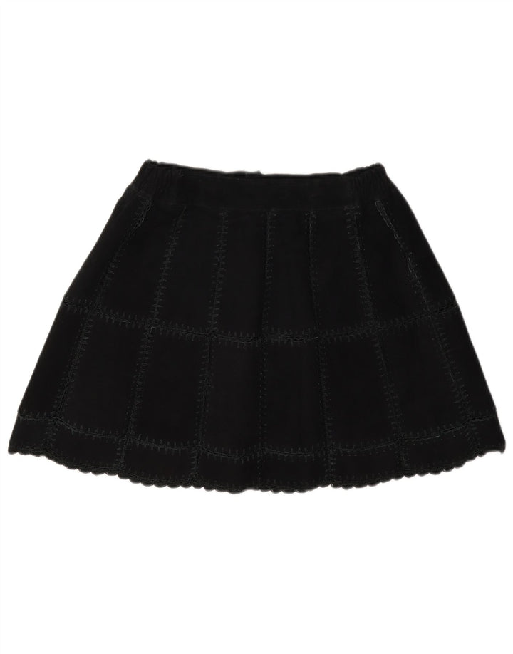 Vintage Womens Suede Mini Skirt W28 Medium Black Plaid