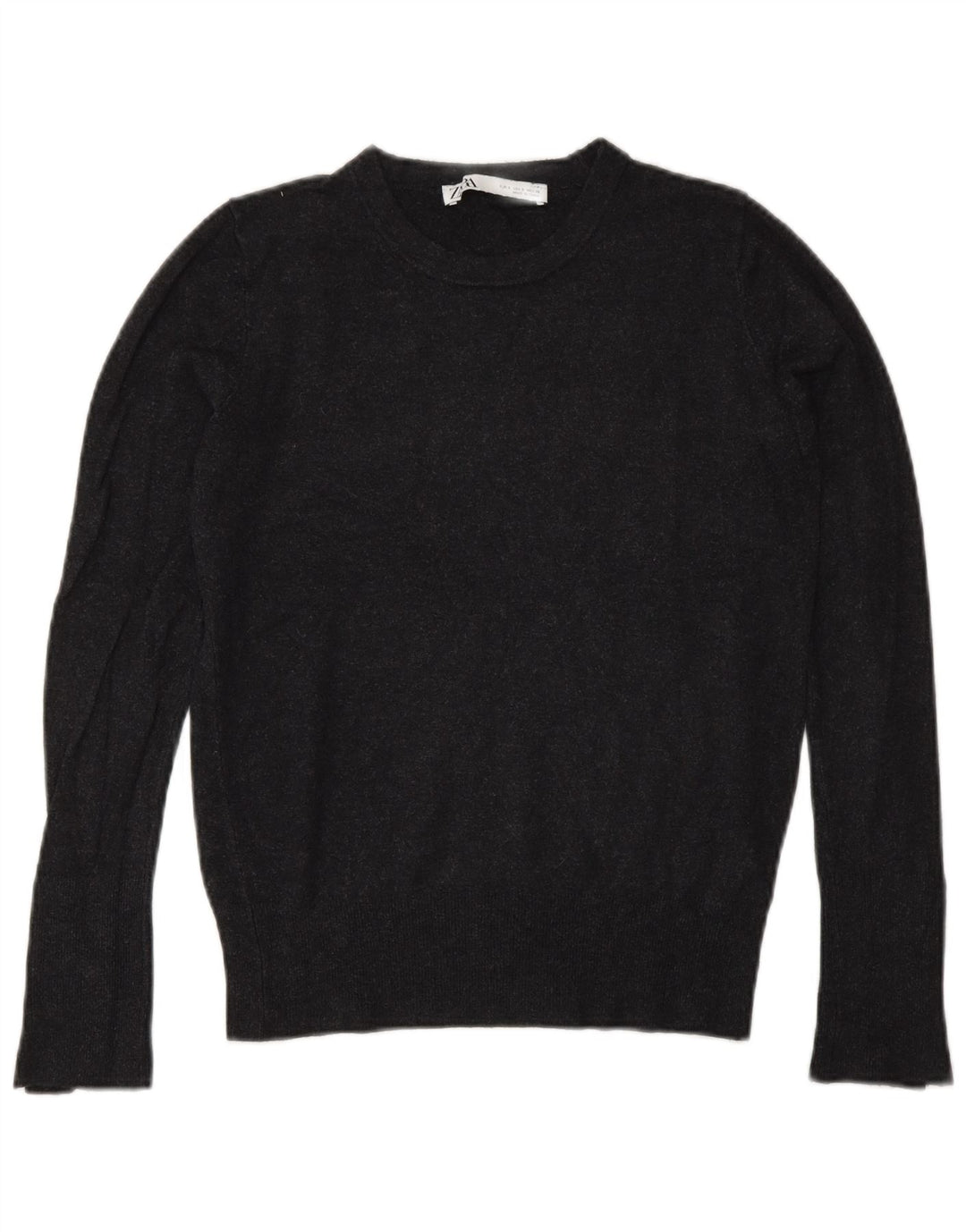 Zara Womens Crew Neck Jumper Sweater UK 10 Small Grey Viscose