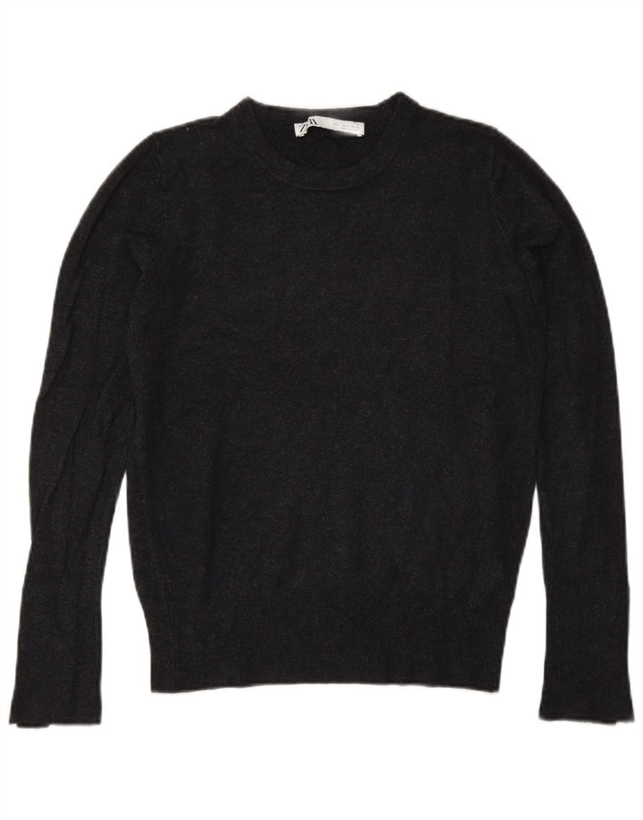 Zara Womens Crew Neck Jumper Sweater UK 10 Small Grey Viscose