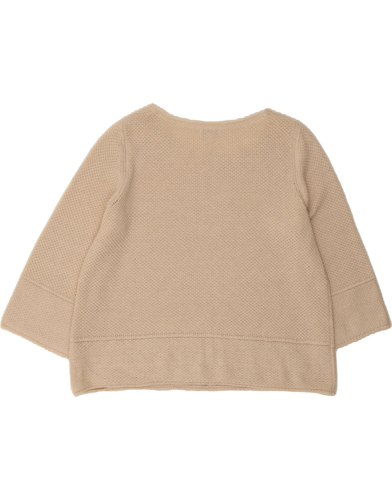 MONSOON Womens Crop 3/4 Sleeve Boat Neck Jumper Sweater UK 16 Large Beige Vintage Monsoon and Second-Hand Monsoon from Messina Hembry 
