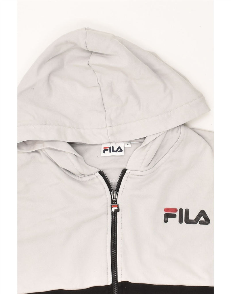 FILA Mens Zip Hoodie Sweater Large White Colourblock Cotton | Vintage Fila | Thrift | Second-Hand Fila | Used Clothing | Messina Hembry 