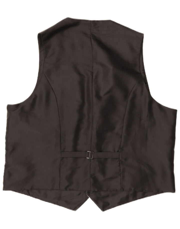 Vintage Mens Abstract Pattern Waistcoat 2XL Grey Polyacrylic