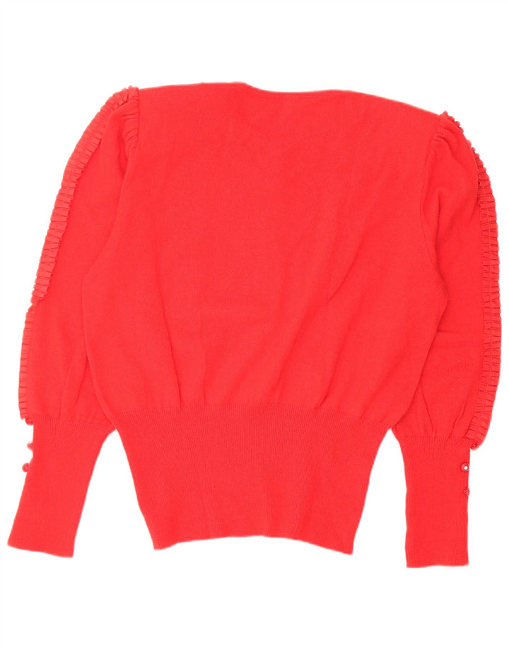 Vintage Womens Crew Neck Jumper Sweater UK 14 Medium Red Wool