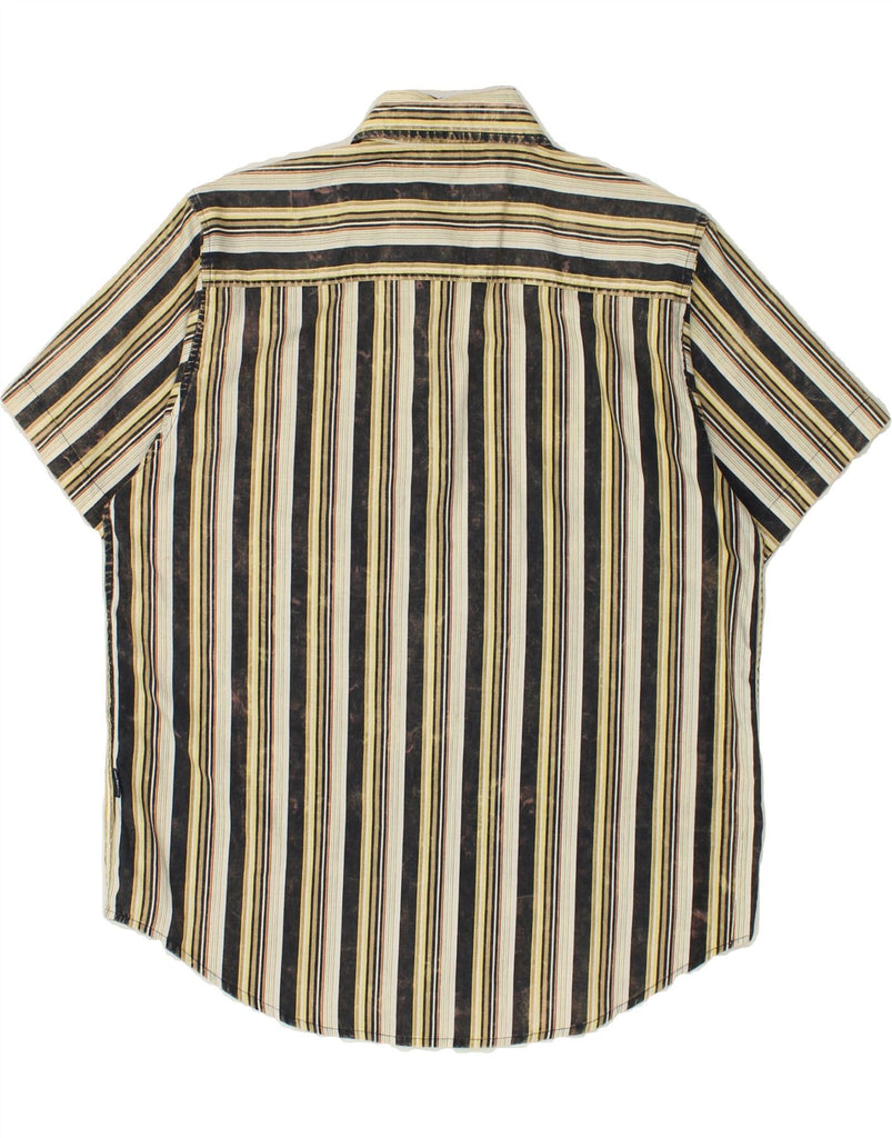 TOM TOMPSON Mens Short Sleeve Shirt Small Beige Striped Cotton | Vintage Tom Tompson | Thrift | Second-Hand Tom Tompson | Used Clothing | Messina Hembry 