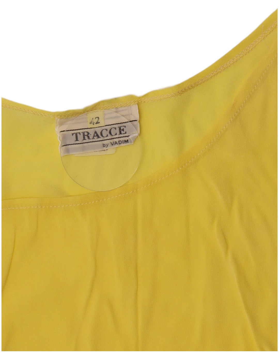 Vintage Womens Crop Sleeveless Blouse Top IT 42 Medium Yellow Acetate