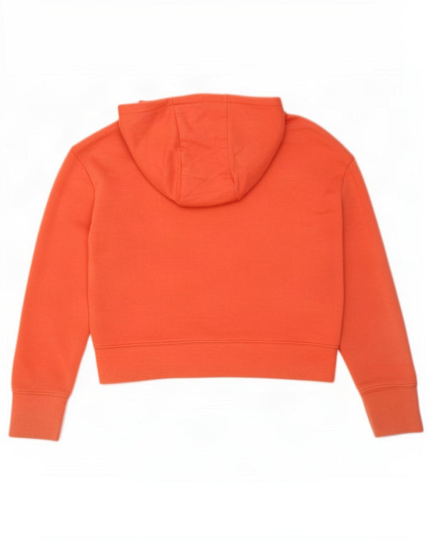 Nike Girls Crop Graphic Hoodie Jumper 10-11 Years Medium Orange Cotton
