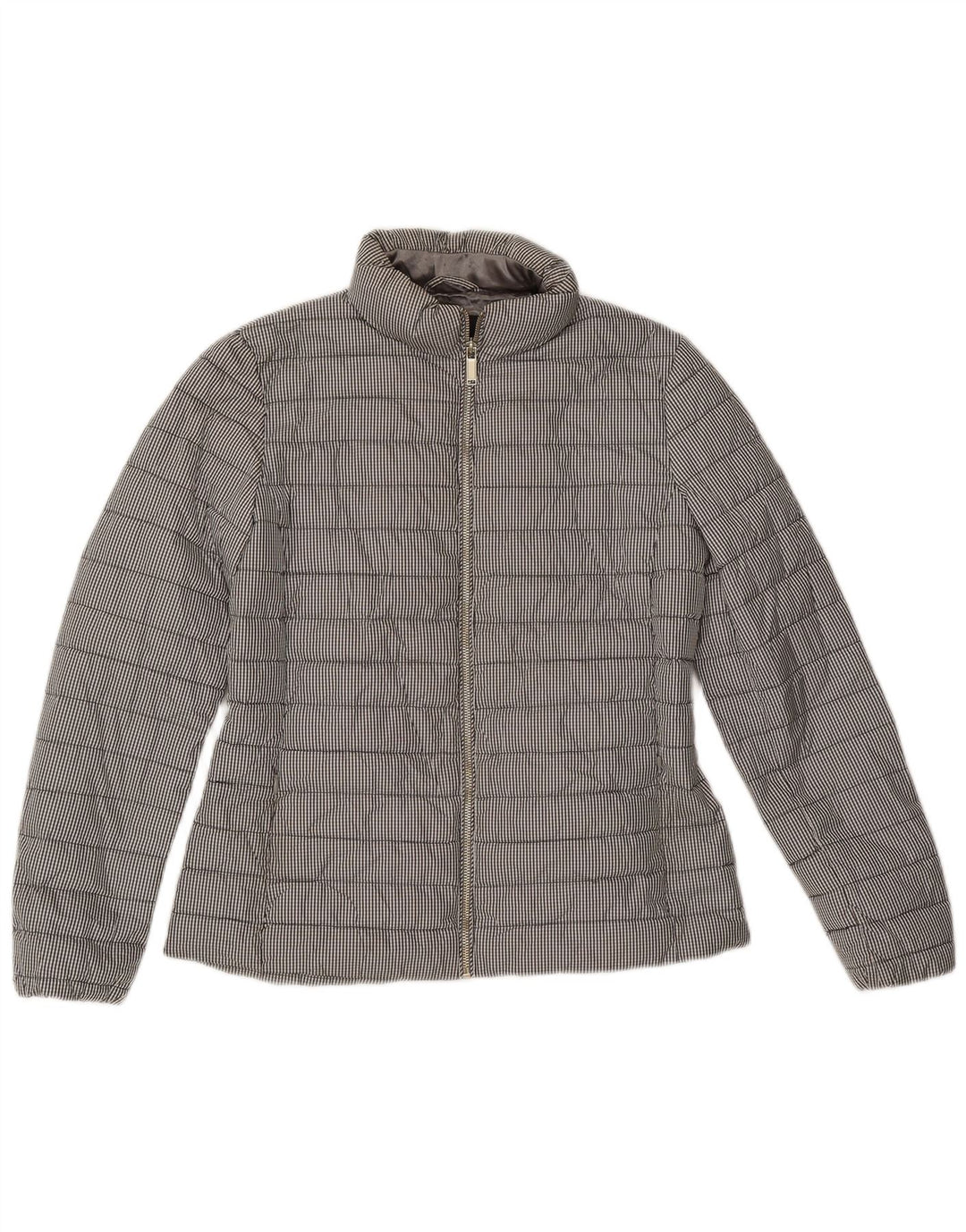 Massimo Dutti Womens Padded Jacket UK 14 Medium Grey Gingham Polyester