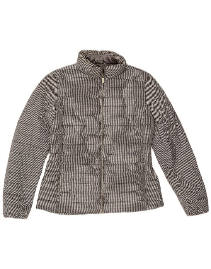 Massimo Dutti Womens Padded Jacket UK 14 Medium Grey Gingham Polyester