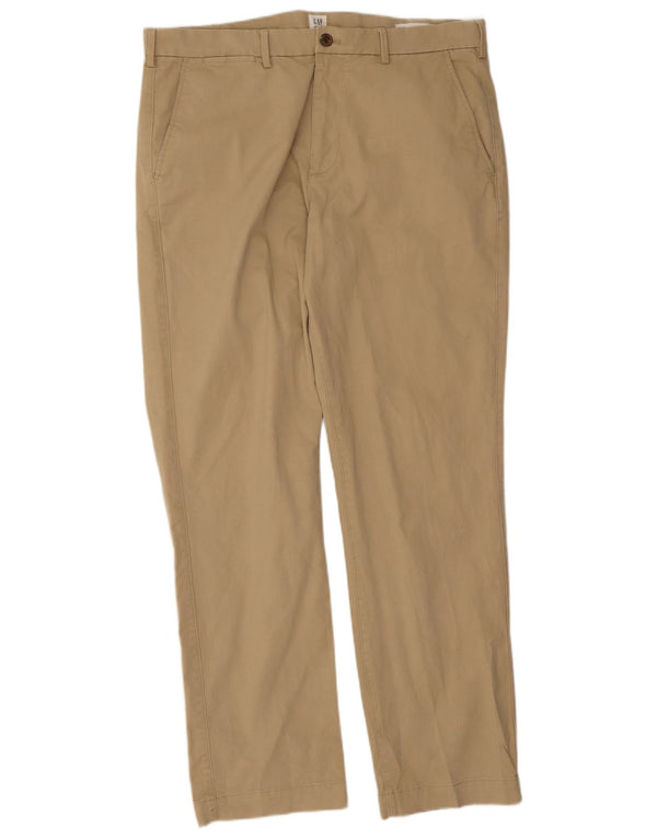 Gap Mens Straight Chino Trousers W36 L32 Beige Cotton