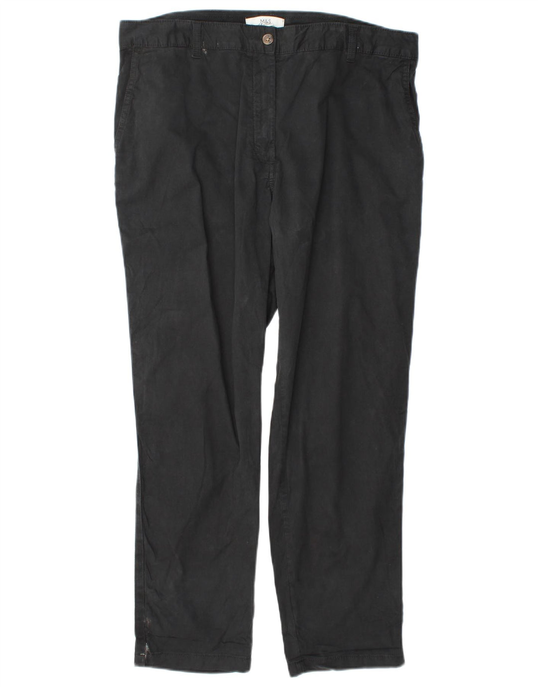 Marks & Spencer Womens Regular Trousers UK 16 W38 L29 Black Cotton