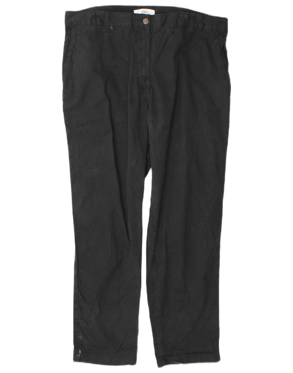 Marks & Spencer Womens Regular Trousers UK 16 W38 L29 Black Cotton