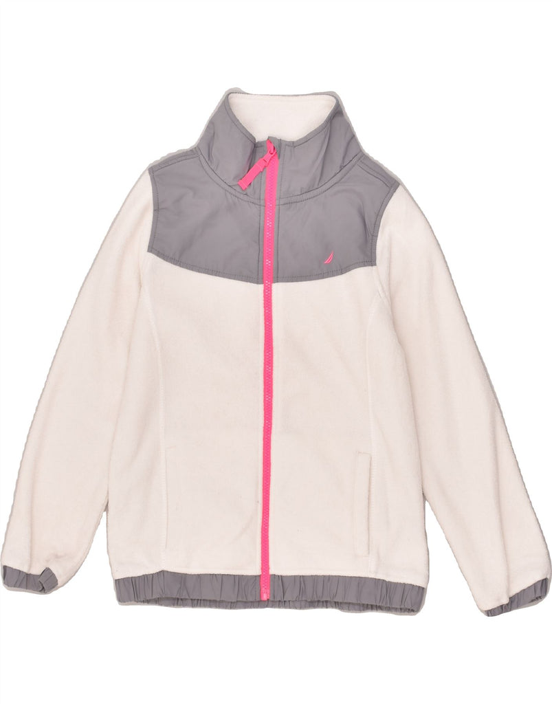 NAUTICA Girls Fleece Jacket 8-9 Years Medium White Polyester | Vintage Nautica | Thrift | Second-Hand Nautica | Used Clothing | Messina Hembry 