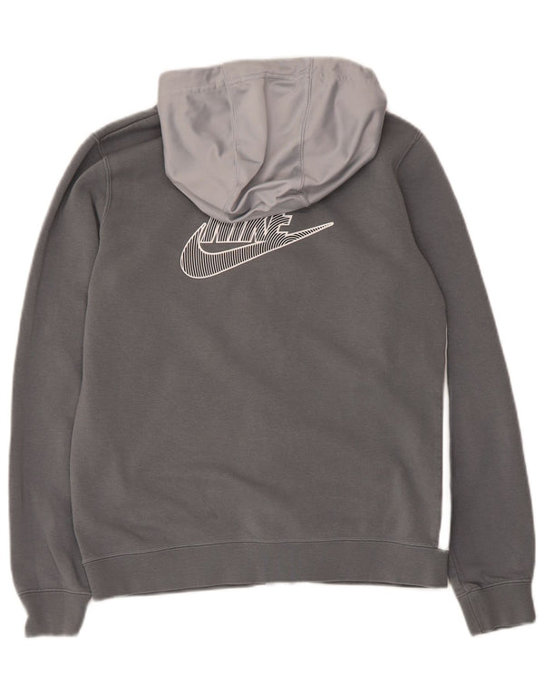 Nike Boys Zip Hoodie Sweater 12-13 Years Large Grey Colourblock Cotton