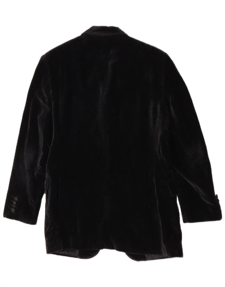 Gino Sartore Mens 3 Button Velvet Blazer Jacket UK 36 Small Black