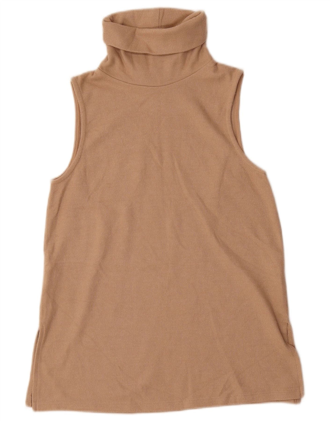 Marks & Spencer Womens Roll Neck Vest Top UK 10 Small  Beige Polyester