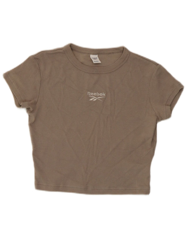 Reebok Womens Crop T-Shirt Top UK 12/14 Medium Grey Cotton