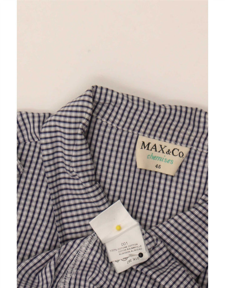 Max & Co. Womens Shirt IT 46 Large Navy Blue Check Cotton