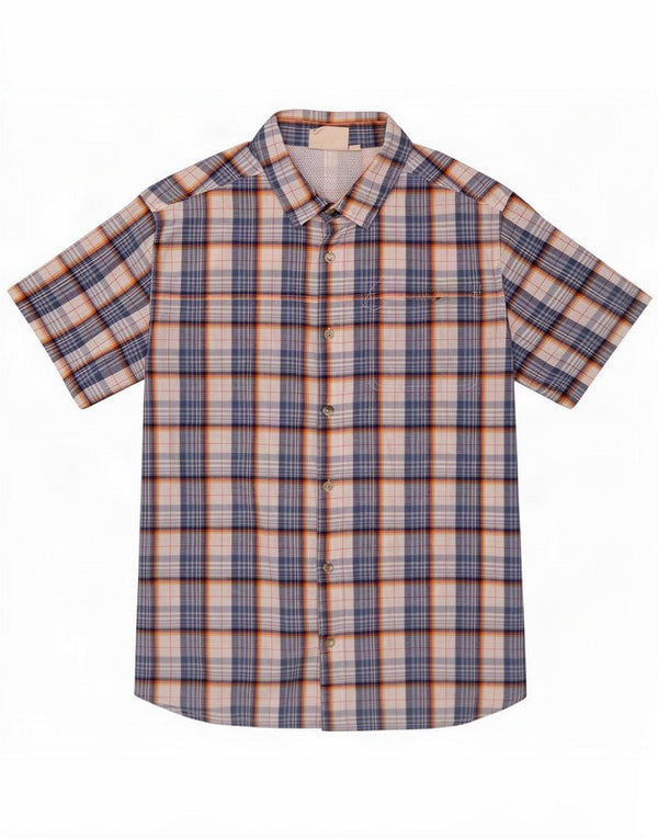 Mountain Warehouse Mens Short Sleeve Shirt XL Blue Check Cotton