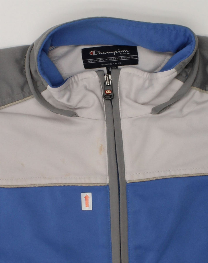 CHAMPION Boys Tracksuit Top Jacket 11-12 Years Blue Colourblock Polyester | Vintage Champion | Thrift | Second-Hand Champion | Used Clothing | Messina Hembry 