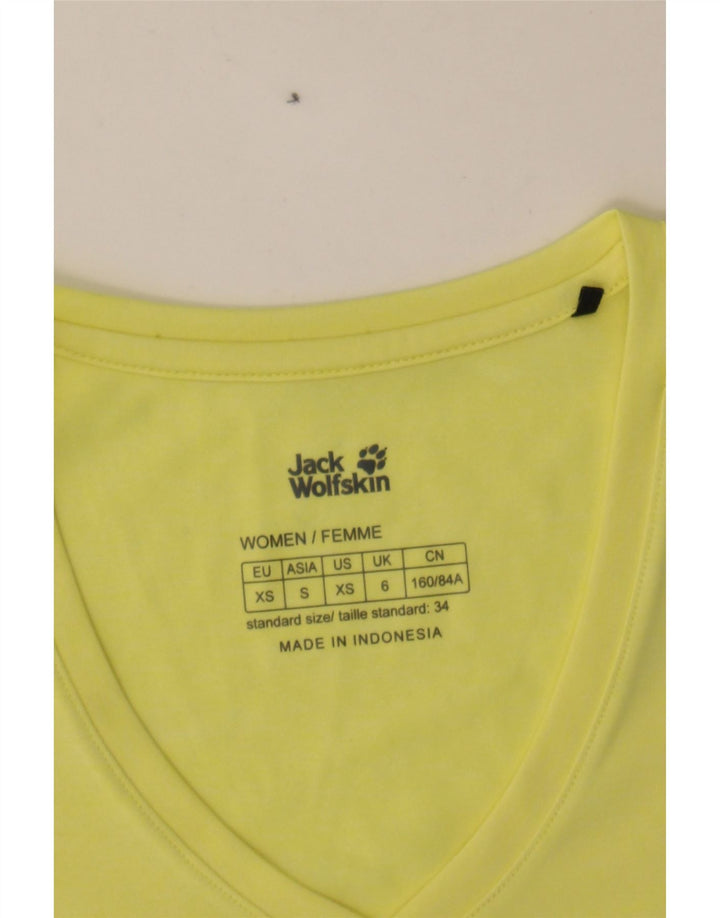 JACK WOLFSKIN Womens T-Shirt Top UK 6 XS Yellow Polyester Vintage Jack Wolfskin and Second-Hand Jack Wolfskin from Messina Hembry 