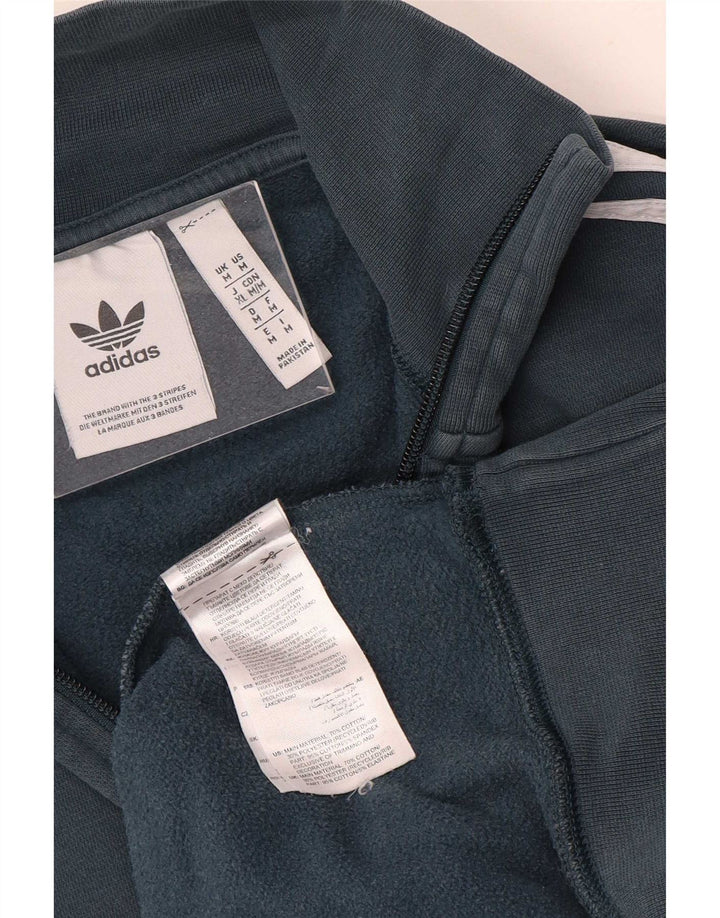 Adidas Mens Zip Neck Sweatshirt Jumper Medium Grey Cotton