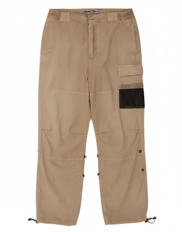 Murphy & Nye Mens Joggers Cargo Trousers W36 L30 Beige Cotton