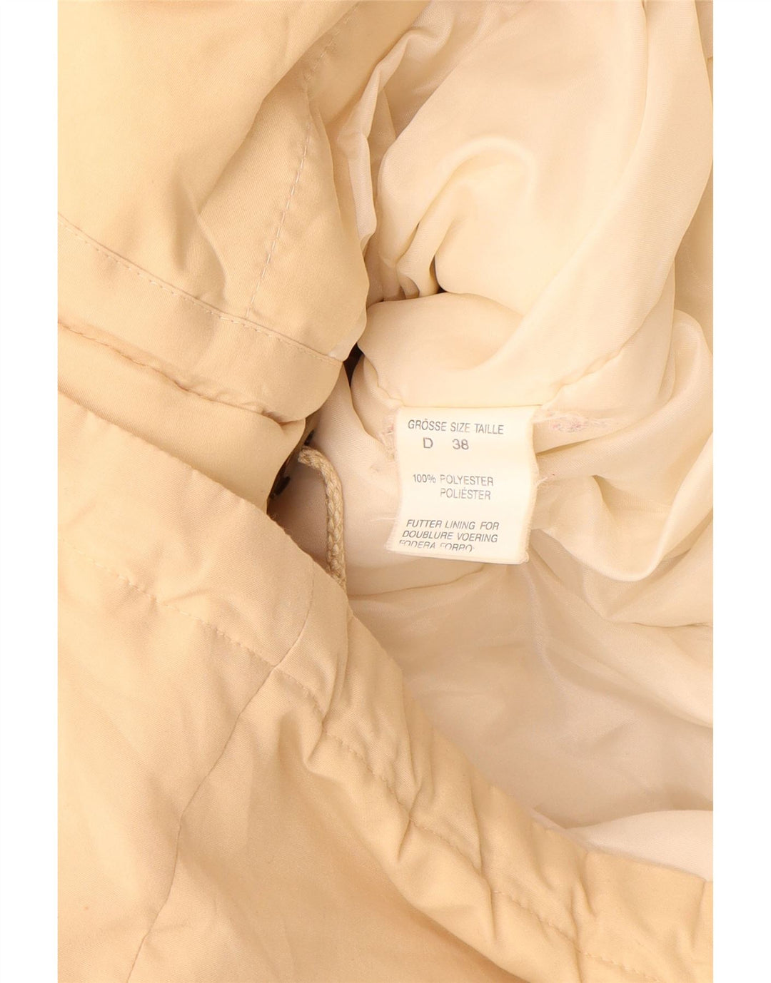 VINTAGE Womens Hooded Padded Coat EU 38 Medium Beige Polyester