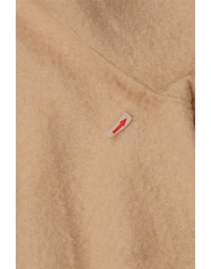 Zara Womens Oversized Fleece Overcoat UK 14 Medium Beige Polyester