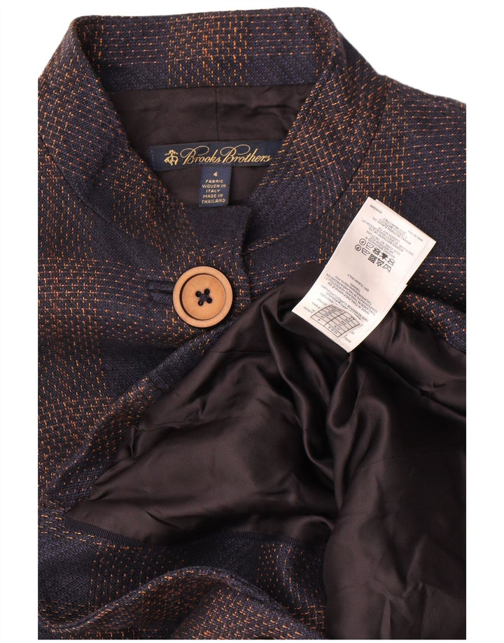 Brooks Brothers Womens Crop Blazer Jacket US 4 Small Navy Blue Check
