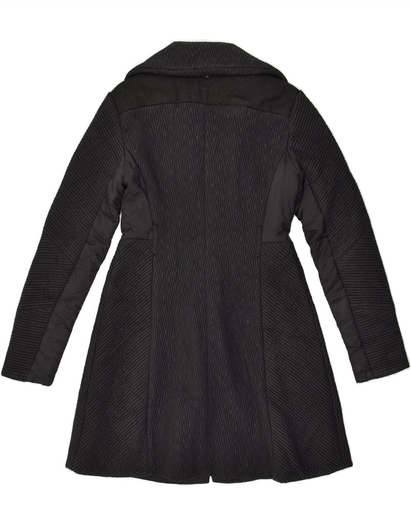 KAREN MILLEN Womens Overcoat UK 10 Small  Black Chevron Polyamide | Vintage Karen Millen | Thrift | Second-Hand Karen Millen | Used Clothing | Messina Hembry 
