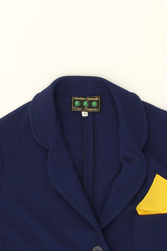 VINTAGE Womens 3 Button Short Sleeve Blazer Jacket IT 42 Medium Navy Blue | Vintage Vintage | Thrift | Second-Hand Vintage | Used Clothing | Messina Hembry 