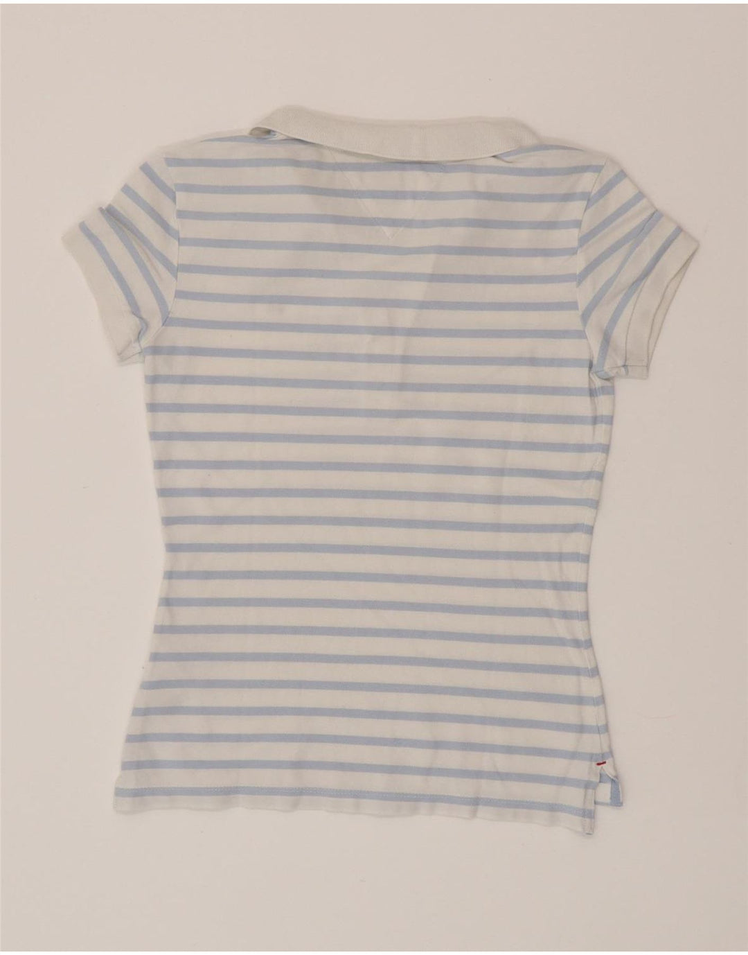 TOMMY HILFIGER Womens Slim Fit Polo Shirt UK 6 XS Blue Striped Cotton