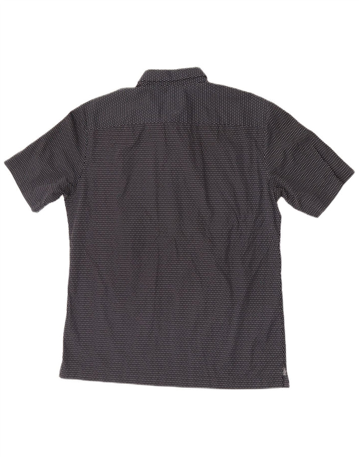 Cos Mens Short Sleeve Pullover Shirt Medium Navy Blue Spotted Cotton