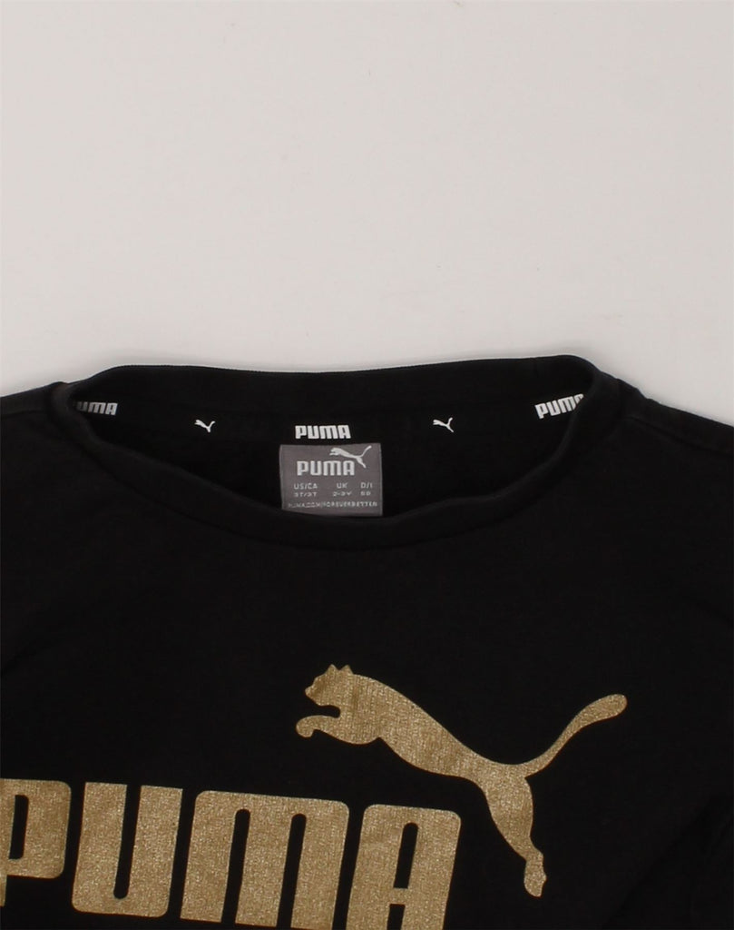 PUMA Boys Graphic Sweatshirt Jumper 2-3 Years Black Cotton | Vintage Puma | Thrift | Second-Hand Puma | Used Clothing | Messina Hembry 