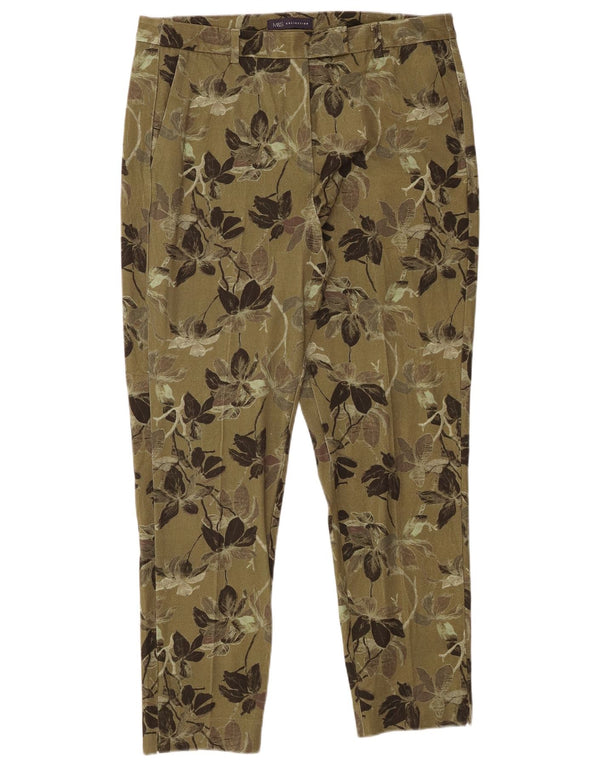 Marks & Spencer Womens Chino Trousers UK 16 Large W34 L29 Green Floral